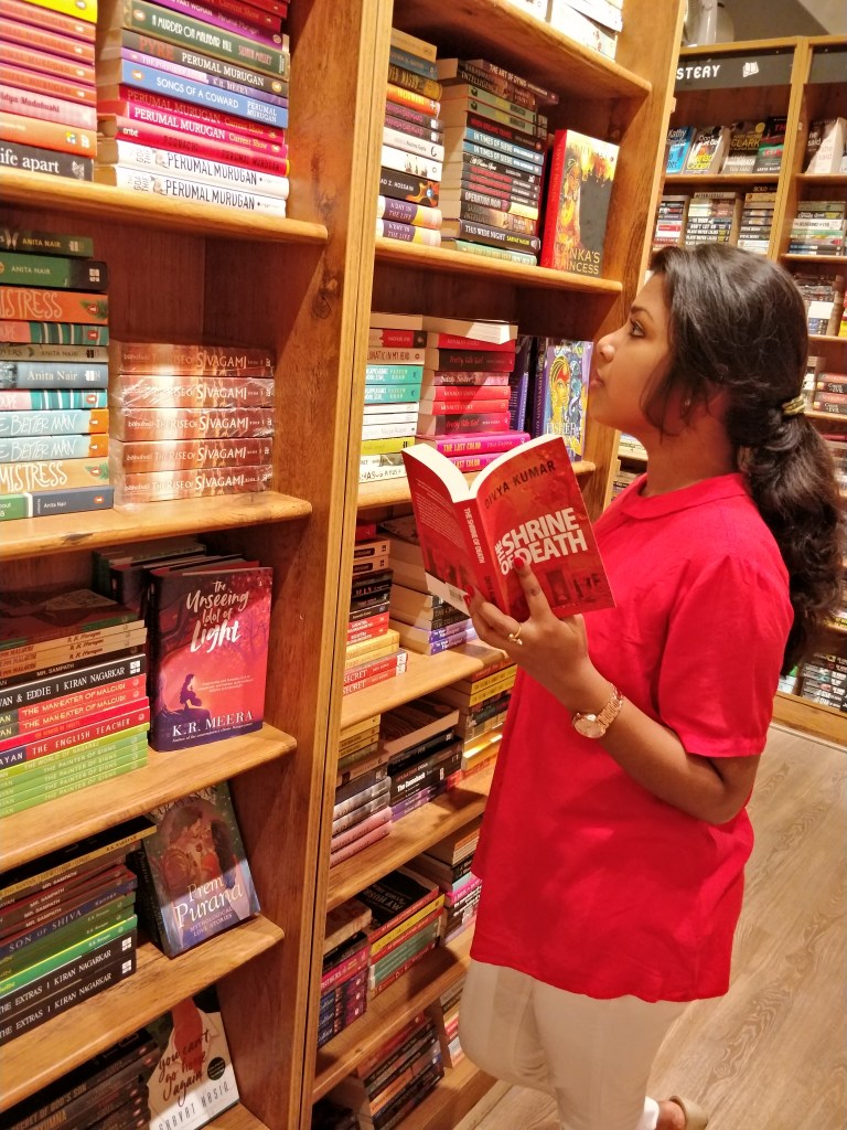 a girl in the library